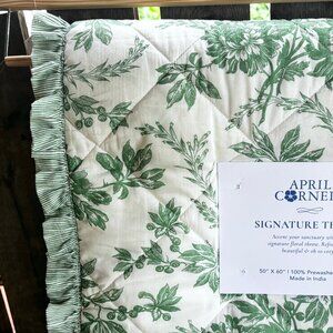 April Cornell Signature Cotton Floral Throw - Quilted Ruffled Edge (50" X 60")